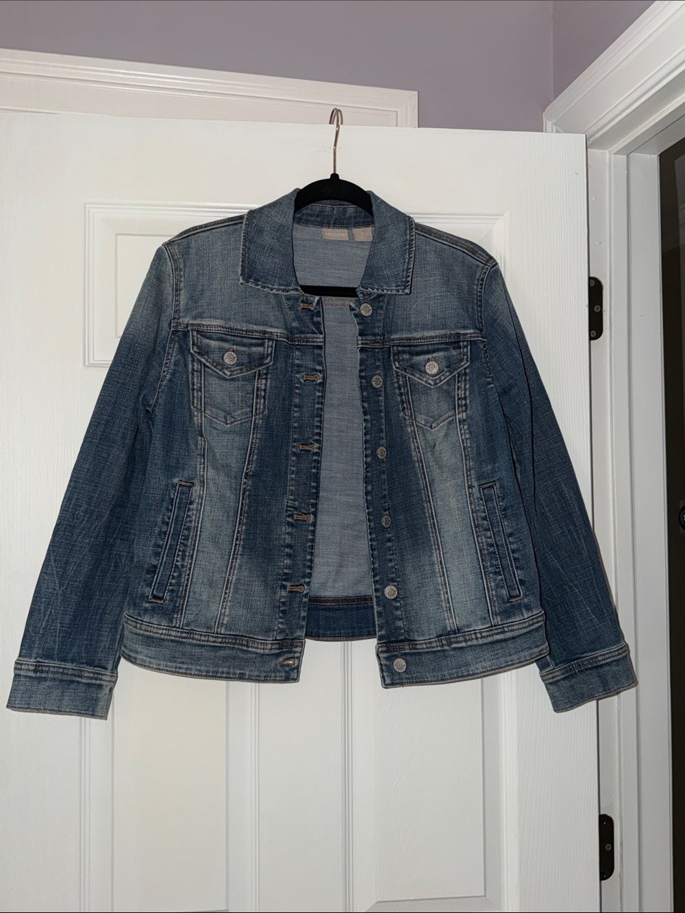 Chico's Medium Blue Washed Denim Jacket
